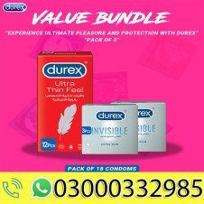 Durex Pack of 3 - Durex Ultra Thin Feel 12s Condoms + Durex Invisible Extra Thin 3s Condoms x 2